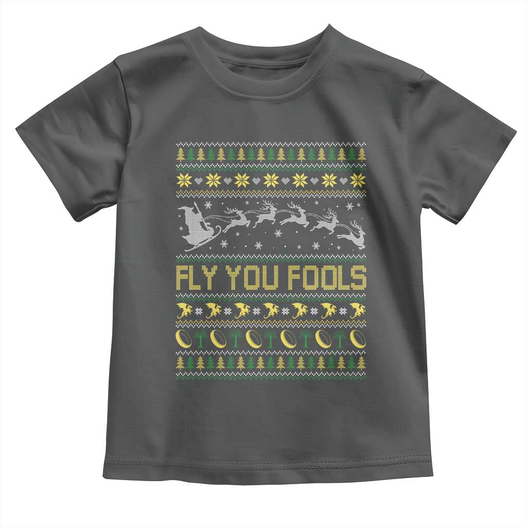 Funny Fly You Fools Christmas Toddler T Shirt Fantasy Movie Xmas Wizard Santa TS11 Dark Heather Print Your Wear