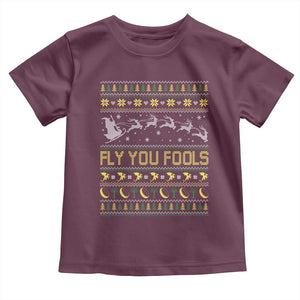Funny Fly You Fools Christmas Toddler T Shirt Fantasy Movie Xmas Wizard Santa TS11 Maroon Print Your Wear