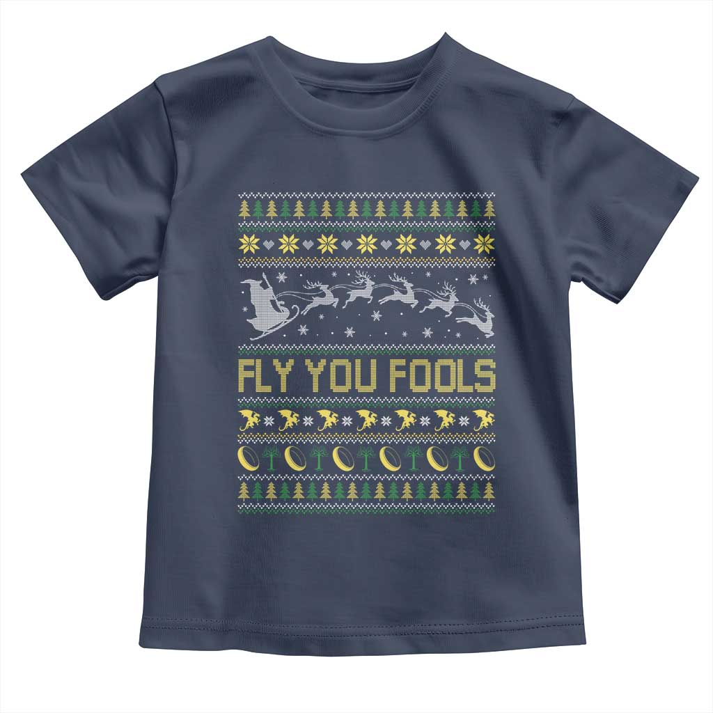 Funny Fly You Fools Christmas Toddler T Shirt Fantasy Movie Xmas Wizard Santa TS11 Navy Print Your Wear