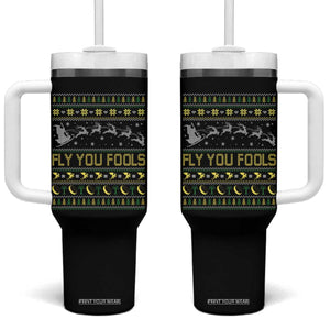 Funny Fly You Fools Christmas Tumbler With Handle Fantasy Movie Xmas Wizard Santa TS11 One Size: 40 oz Black Print Your Wear