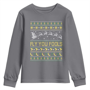 Funny Fly You Fools Christmas Youth Sweatshirt Fantasy Movie Xmas Wizard Santa TS11 Charcoal Print Your Wear