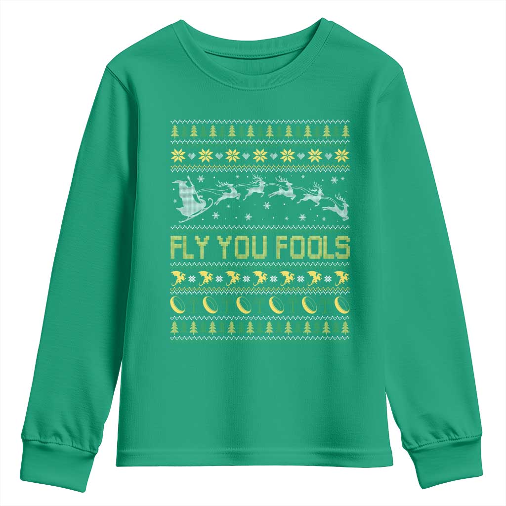 Funny Fly You Fools Christmas Youth Sweatshirt Fantasy Movie Xmas Wizard Santa TS11 Irish Green Print Your Wear