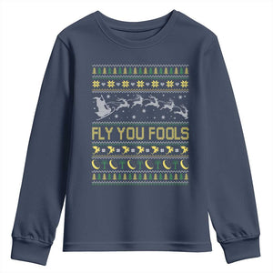 Funny Fly You Fools Christmas Youth Sweatshirt Fantasy Movie Xmas Wizard Santa TS11 Navy Print Your Wear