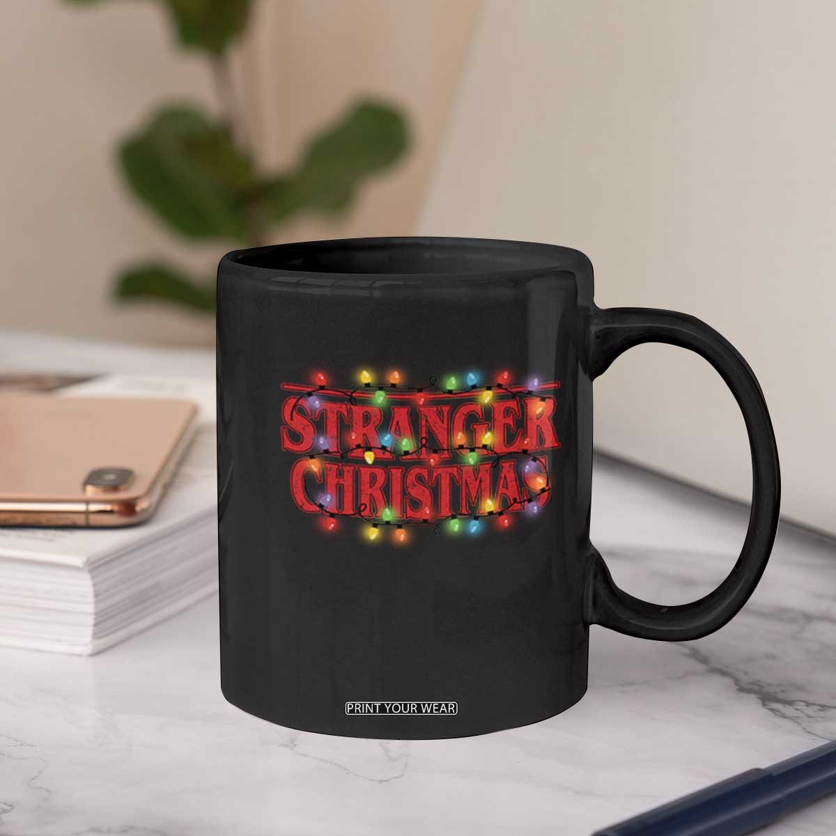 Stranger Christmas Coffee Mug Funny Xmas Alphabet Neon Lights Movie TS11 Print Your Wear