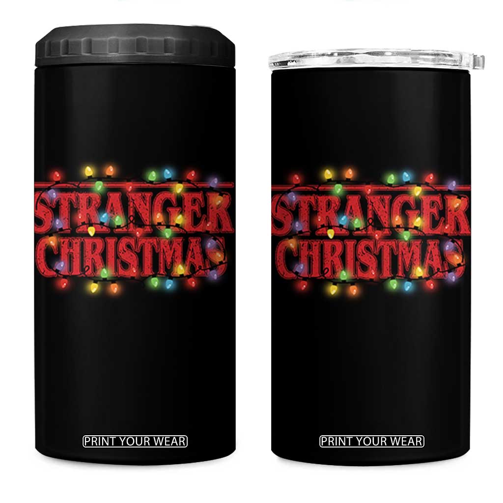 Stranger Christmas 4 in 1 Can Cooler Tumbler Funny Xmas Alphabet Neon Lights Movie TS11 One Size: 16 oz Black Print Your Wear