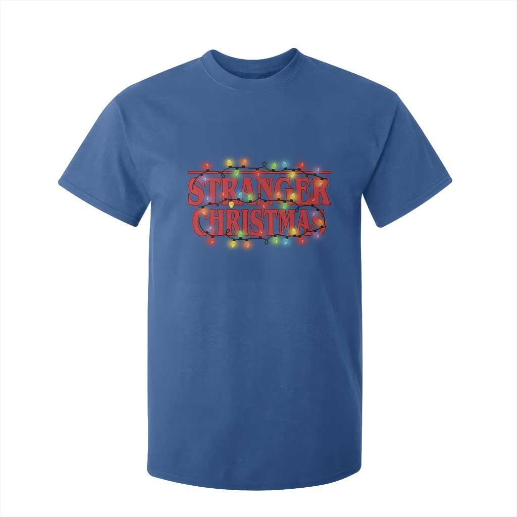 Stranger Christmas T Shirt For Kid Funny Xmas Alphabet Neon Lights Movie TS11 Royal Blue Print Your Wear