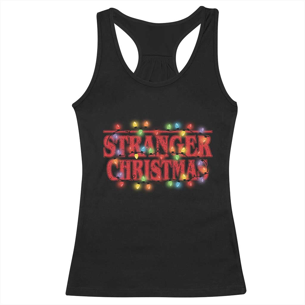 Stranger Christmas Racerback Tank Top Funny Xmas Alphabet Neon Lights Movie TS11 Black Print Your Wear