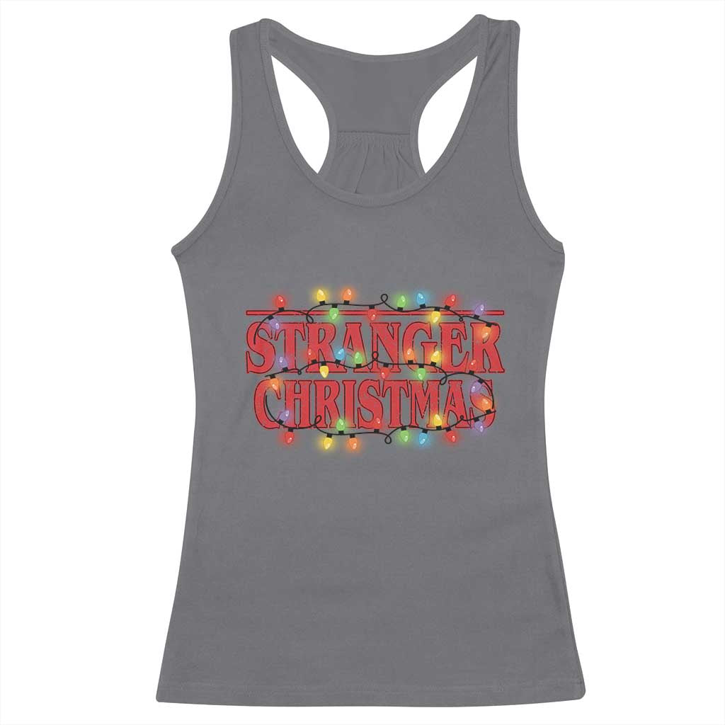 Stranger Christmas Racerback Tank Top Funny Xmas Alphabet Neon Lights Movie TS11 Charcoal Print Your Wear