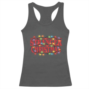 Stranger Christmas Racerback Tank Top Funny Xmas Alphabet Neon Lights Movie TS11 Dark Heather Print Your Wear