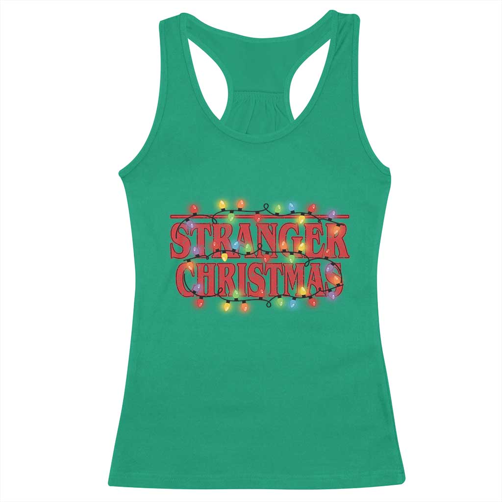 Stranger Christmas Racerback Tank Top Funny Xmas Alphabet Neon Lights Movie TS11 Irish Green Print Your Wear