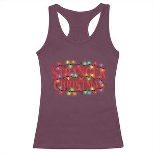 Stranger Christmas Racerback Tank Top Funny Xmas Alphabet Neon Lights Movie TS11 Maroon Print Your Wear