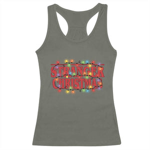 Stranger Christmas Racerback Tank Top Funny Xmas Alphabet Neon Lights Movie TS11 Military Green Print Your Wear