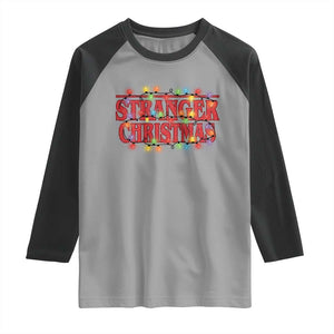 Stranger Christmas Raglan Shirt Funny Xmas Alphabet Neon Lights Movie TS11 Sport Gray Black Print Your Wear