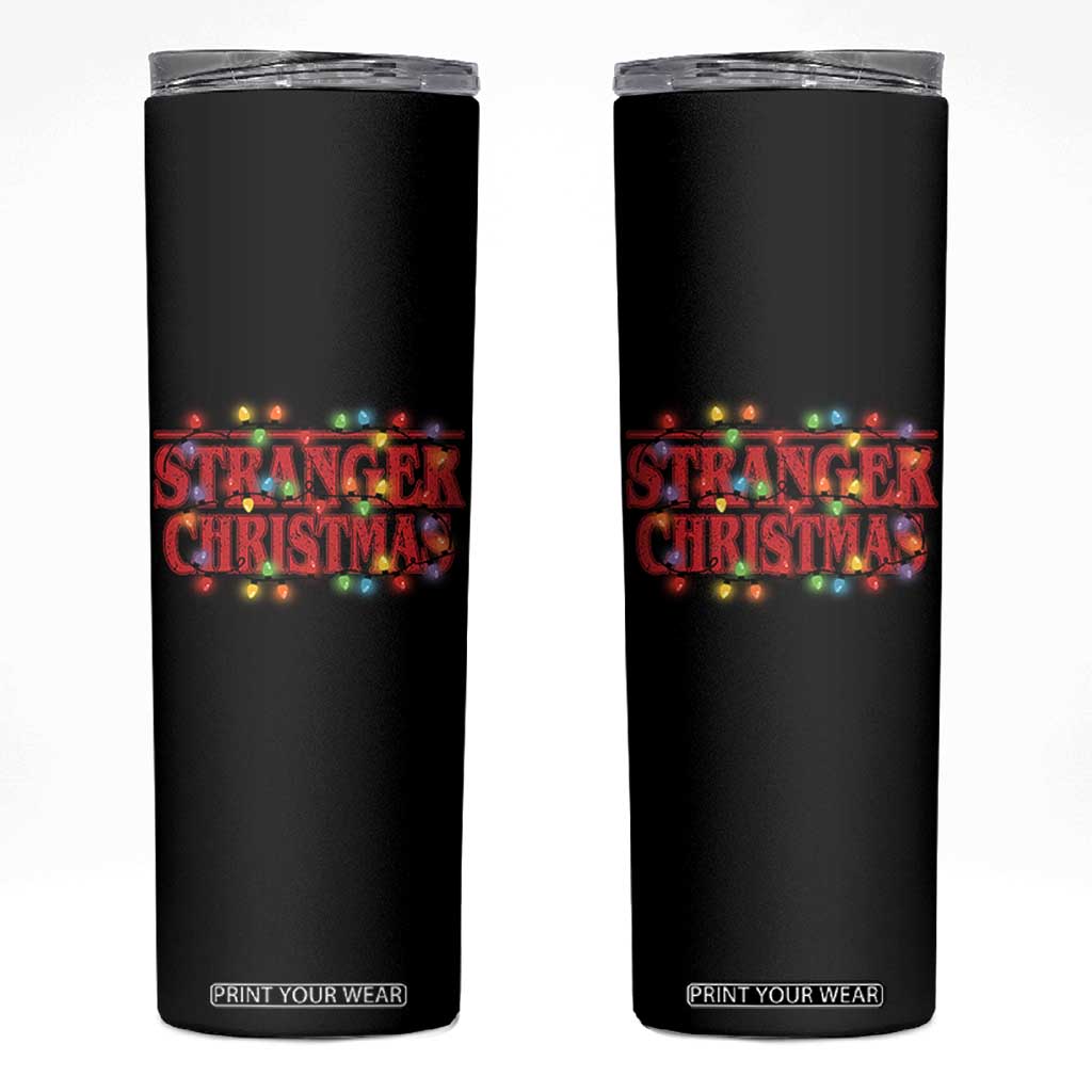 Stranger Christmas Skinny Tumbler Funny Xmas Alphabet Neon Lights Movie TS11 Black Print Your Wear