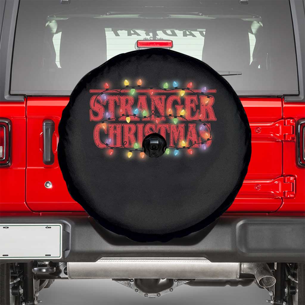 Stranger Christmas Spare Tire Cover Funny Xmas Alphabet Neon Lights Movie TS11 Black Print Your Wear