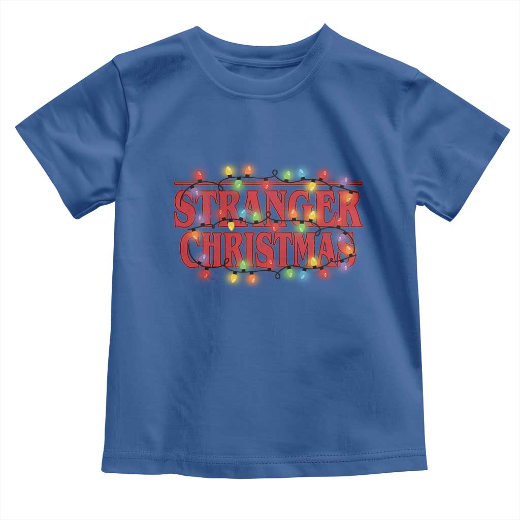 Stranger Christmas Toddler T Shirt Funny Xmas Alphabet Neon Lights Movie TS11 Royal Blue Print Your Wear