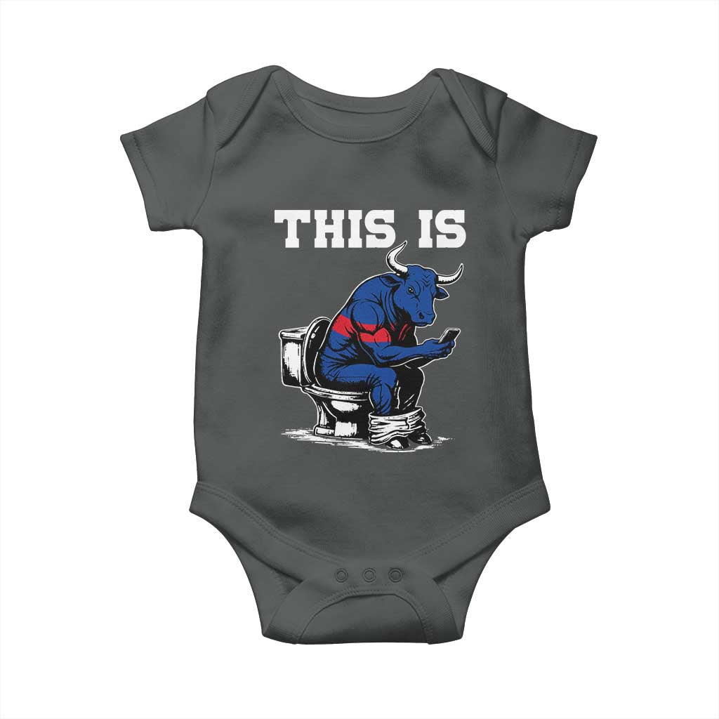 This Is Bullshit Baby Onesie Funny Cow Buffalo Toilet TS11 Dark Heather Print Your Wear
