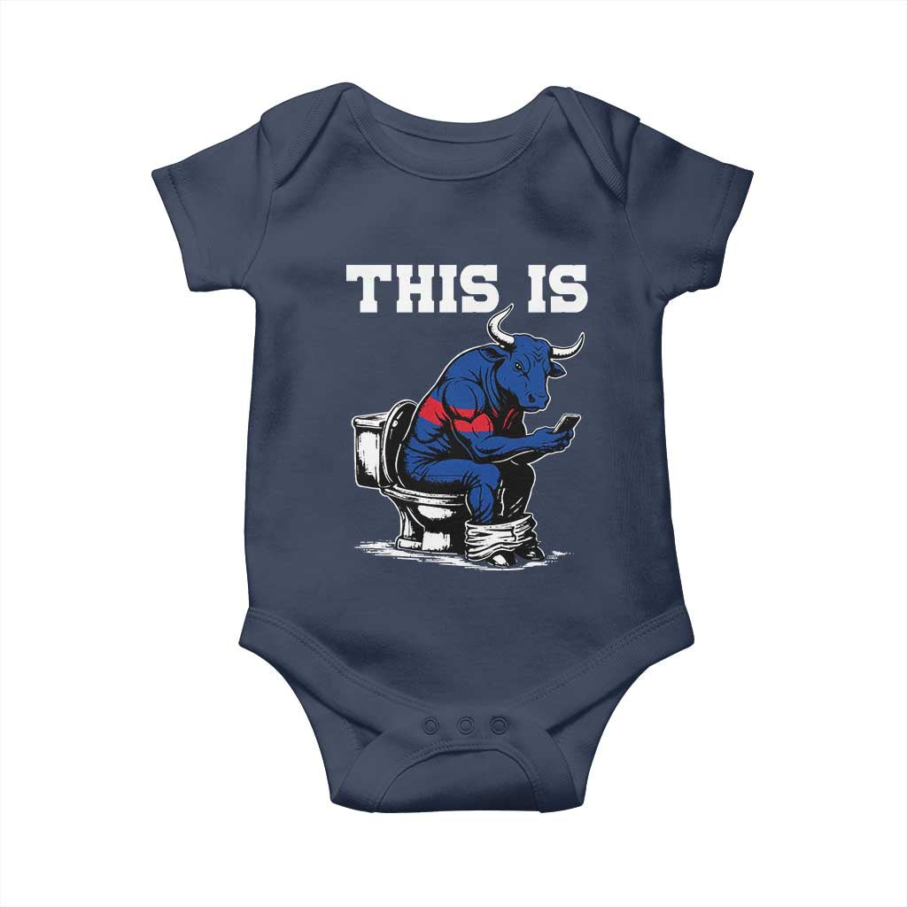 This Is Bullshit Baby Onesie Funny Cow Buffalo Toilet TS11 Navy Print Your Wear