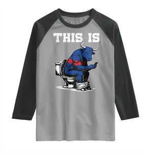 This Is Bullshit Raglan Shirt Funny Cow Buffalo Toilet TS11 Sport Gray Black Print Your Wear