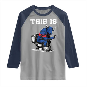This Is Bullshit Raglan Shirt Funny Cow Buffalo Toilet TS11 Sport Gray Navy Print Your Wear