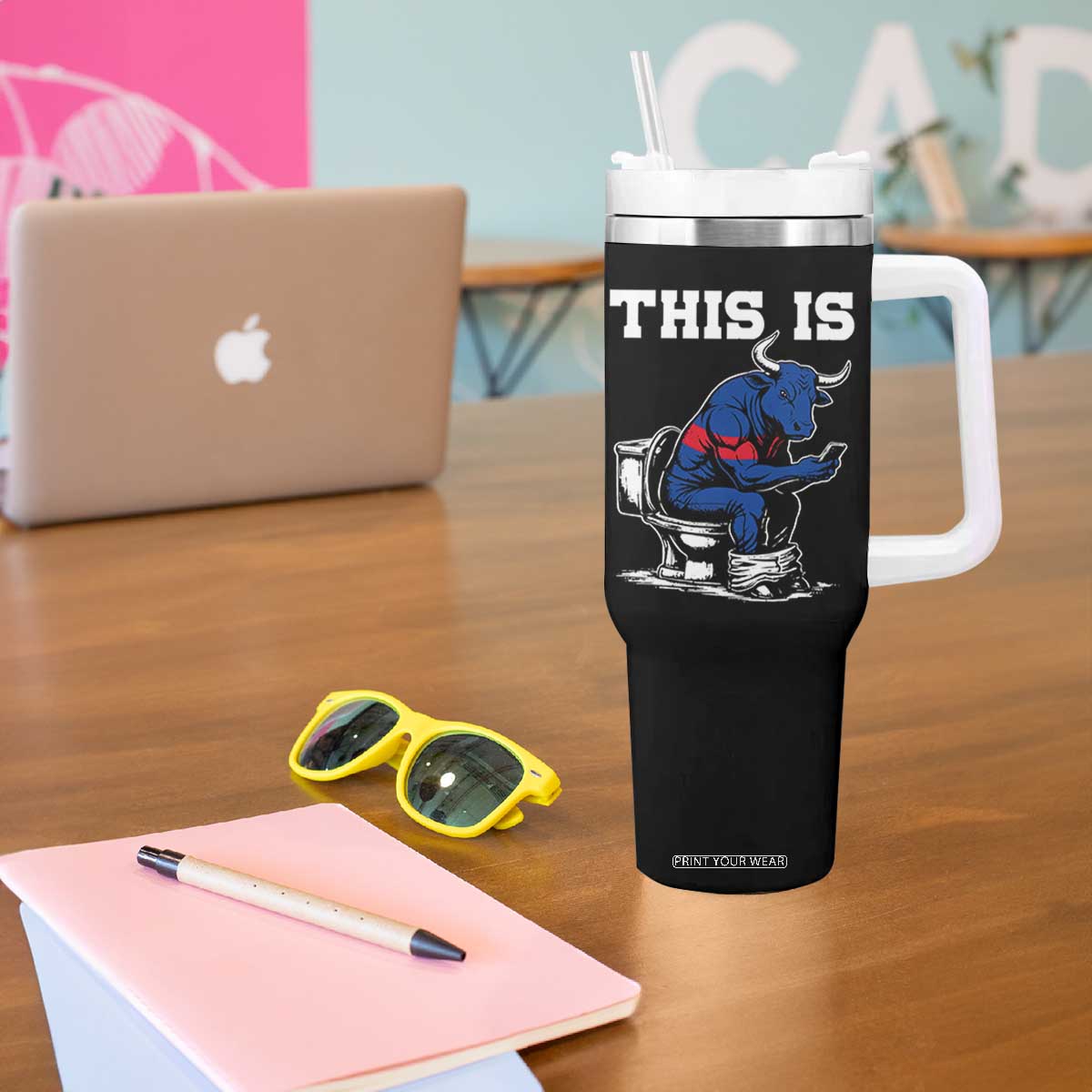 This Is Bullshit Tumbler With Handle Funny Cow Buffalo Toilet TS11 Print Your Wear