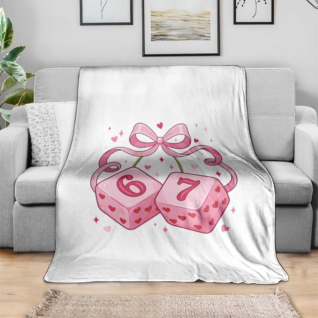 Funny 67 Dice Valentines Day Six Seven Meme Coquette Throw Blanket TS11 Print Your Wear