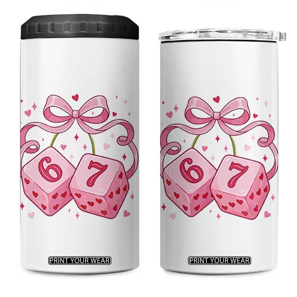 Funny 67 Dice Valentines Day Six Seven Meme Coquette 4 in 1 Can Cooler Tumbler TS11 One Size: 16 oz White Print Your Wear
