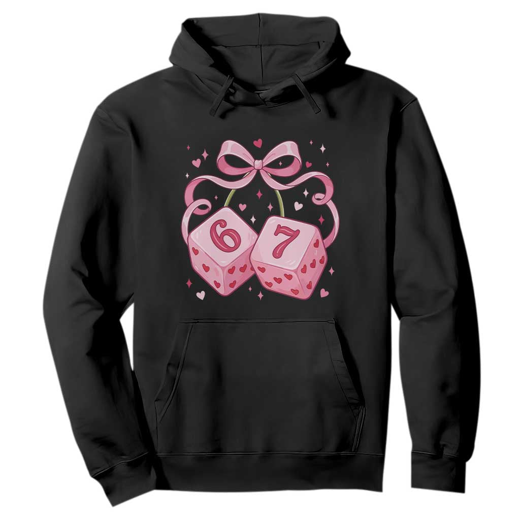 Funny 67 Dice Valentines Day Six Seven Meme Coquette Hoodie TS11 Black Print Your Wear
