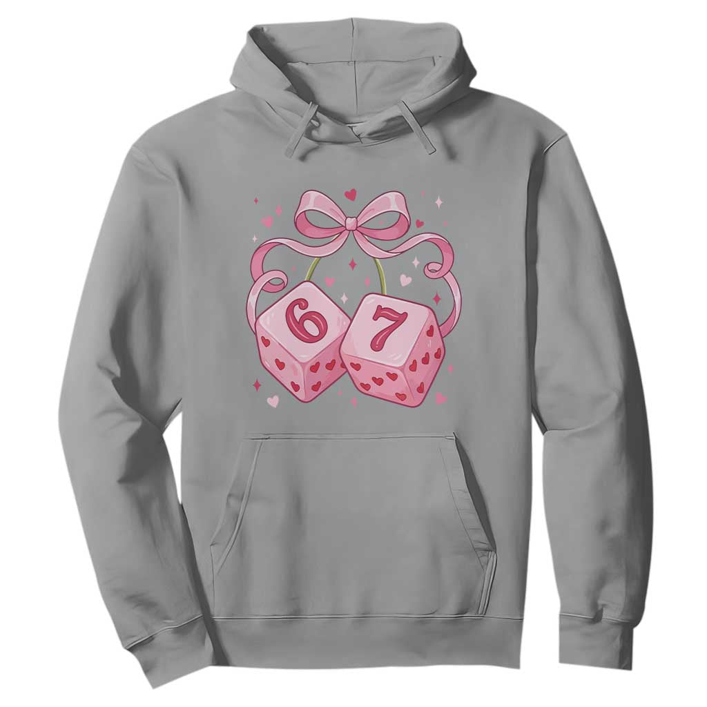 Funny 67 Dice Valentines Day Six Seven Meme Coquette Hoodie TS11 Sport Gray Print Your Wear