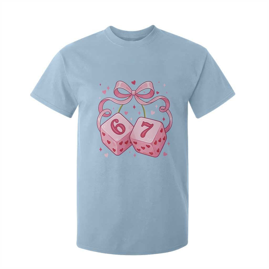 Funny 67 Dice Valentines Day Six Seven Meme Coquette T Shirt For Kid TS11 Light Blue Print Your Wear