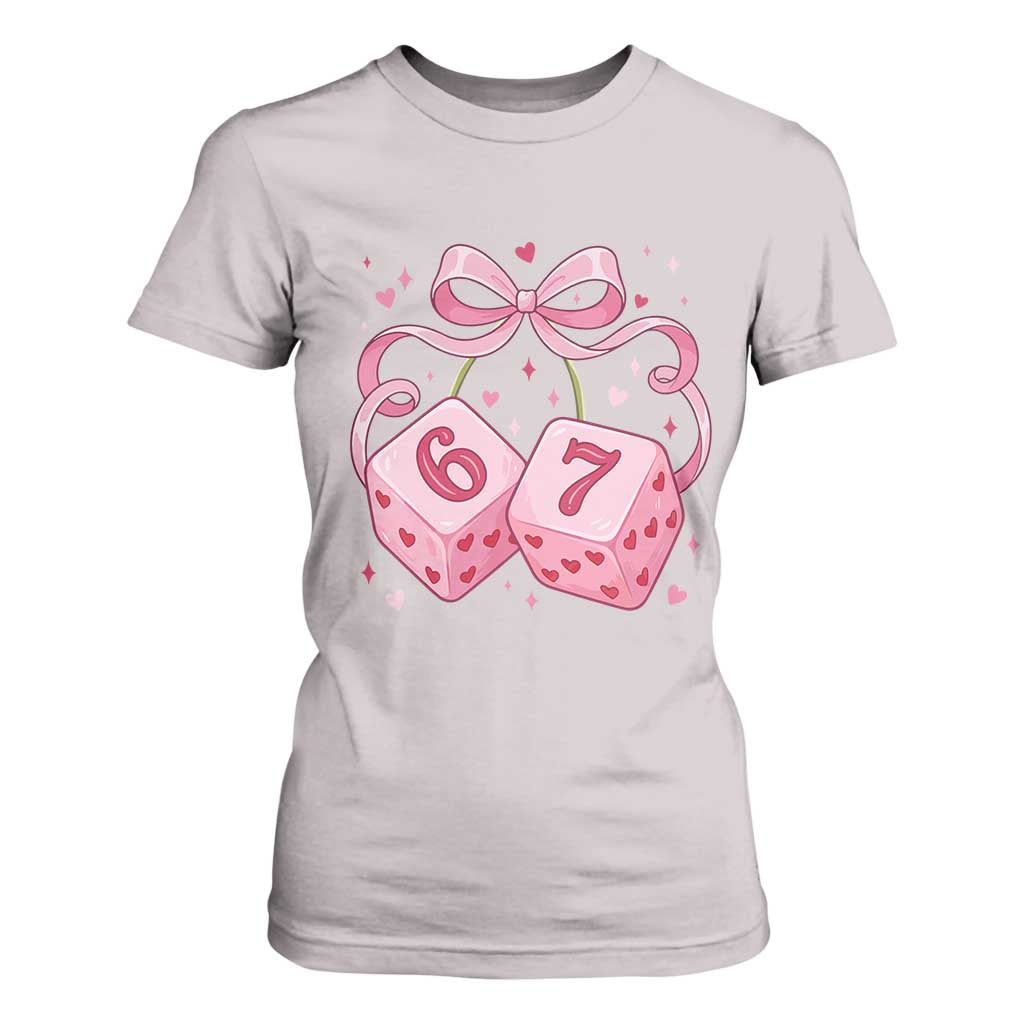 Funny 67 Dice Valentines Day Six Seven Meme Coquette T Shirt For Women TS11 Ice Gray Print Your Wear