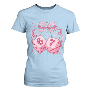 Funny 67 Dice Valentines Day Six Seven Meme Coquette T Shirt For Women TS11 Light Blue Print Your Wear