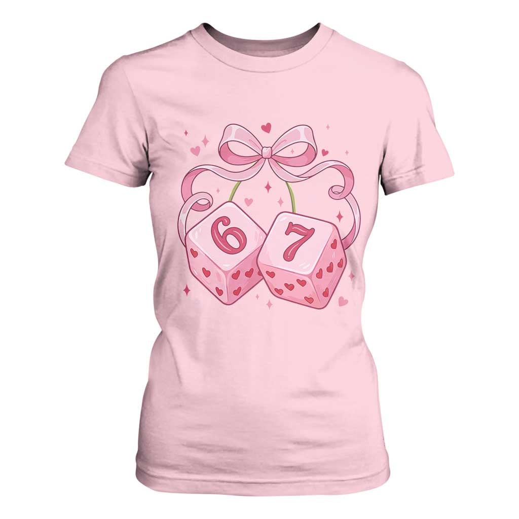 Funny 67 Dice Valentines Day Six Seven Meme Coquette T Shirt For Women TS11 Light Pink Print Your Wear