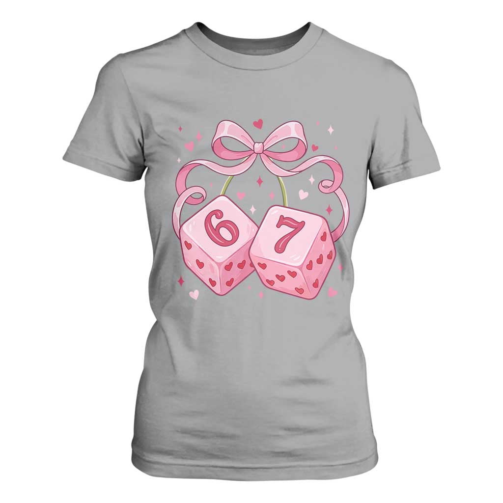 Funny 67 Dice Valentines Day Six Seven Meme Coquette T Shirt For Women TS11 Sport Gray Print Your Wear