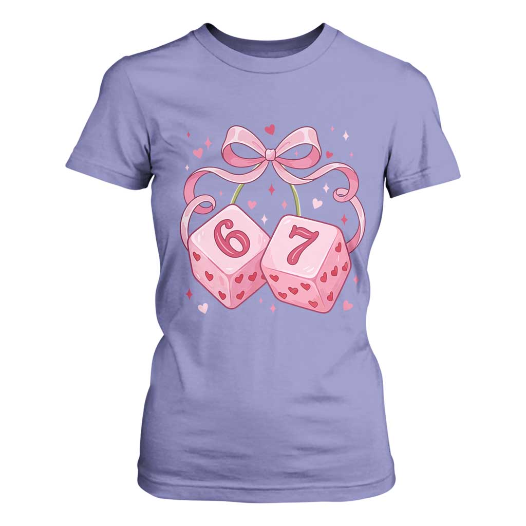 Funny 67 Dice Valentines Day Six Seven Meme Coquette T Shirt For Women TS11 Violet Print Your Wear
