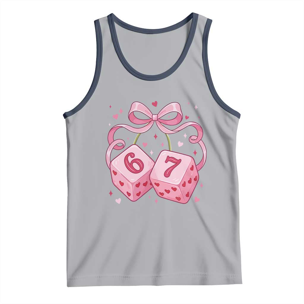 Funny 67 Dice Valentines Day Six Seven Meme Coquette Tank Top TS11 Athletic Heather Navy Print Your Wear