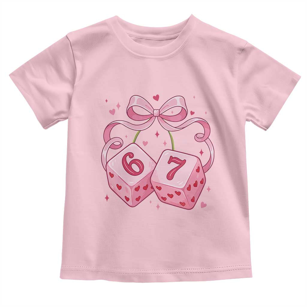 Funny 67 Dice Valentines Day Six Seven Meme Coquette Toddler T Shirt TS11 Light Pink Print Your Wear