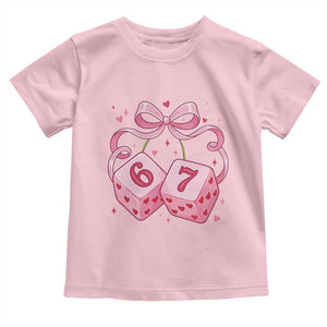 Funny 67 Dice Valentines Day Six Seven Meme Coquette Toddler T Shirt TS11 Light Pink Print Your Wear