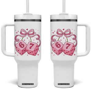 Funny 67 Dice Valentines Day Six Seven Meme Coquette Tumbler With Handle TS11 One Size: 40 oz White Print Your Wear