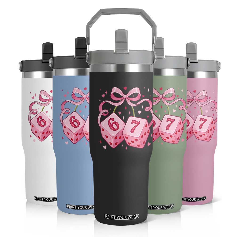 Funny 67 Dice Valentines Day Six Seven Meme Coquette Flip Straw Tumbler TS11 Print Your Wear