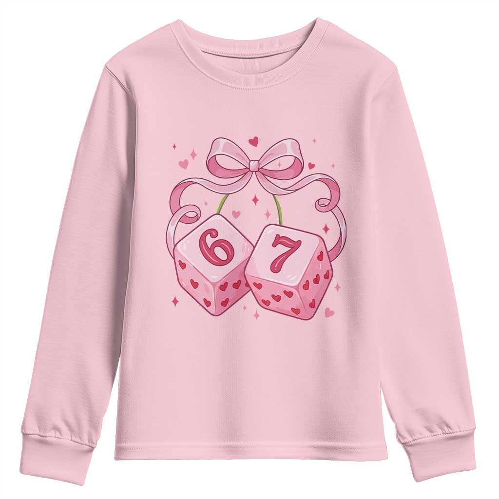 Funny 67 Dice Valentines Day Six Seven Meme Coquette Youth Sweatshirt TS11 Light Pink Print Your Wear