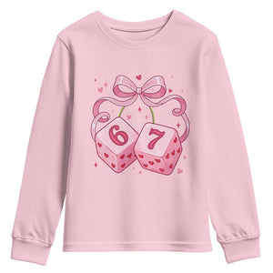 Funny 67 Dice Valentines Day Six Seven Meme Coquette Youth Sweatshirt TS11 Light Pink Print Your Wear