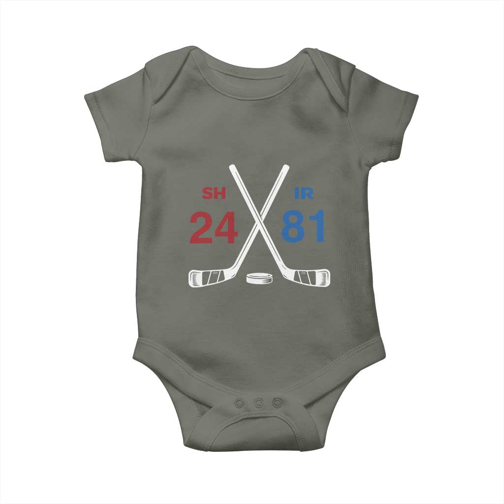 Funny Romance Hockey Baby Onesie 24 81 Numbers Sport Ice Hockey Team TS11 Military Green Print Your Wear