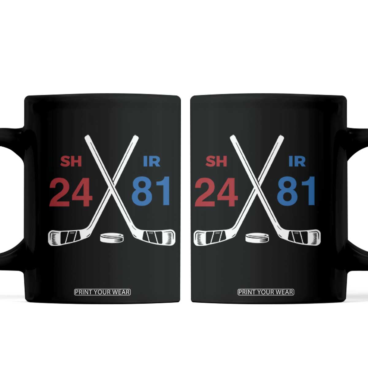 Funny Romance Hockey Coffee Mug 24 81 Numbers Sport Ice Hockey Team TS11 Black Print Your Wear