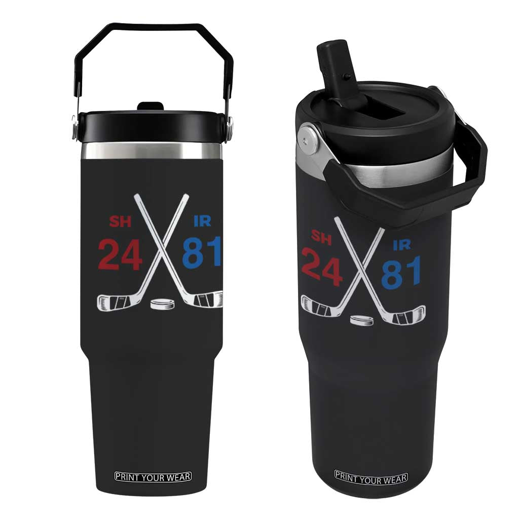 Funny Romance Hockey Flip Straw Tumbler 24 81 Numbers Sport Ice Hockey Team TS11 One Size: 30 oz Black Print Your Wear