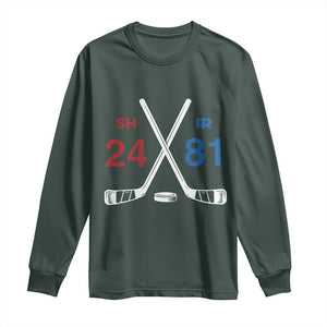Funny Romance Hockey Long Sleeve Shirt 24 81 Numbers Sport Ice Hockey Team TS11 Dark Forest Green Print Your Wear