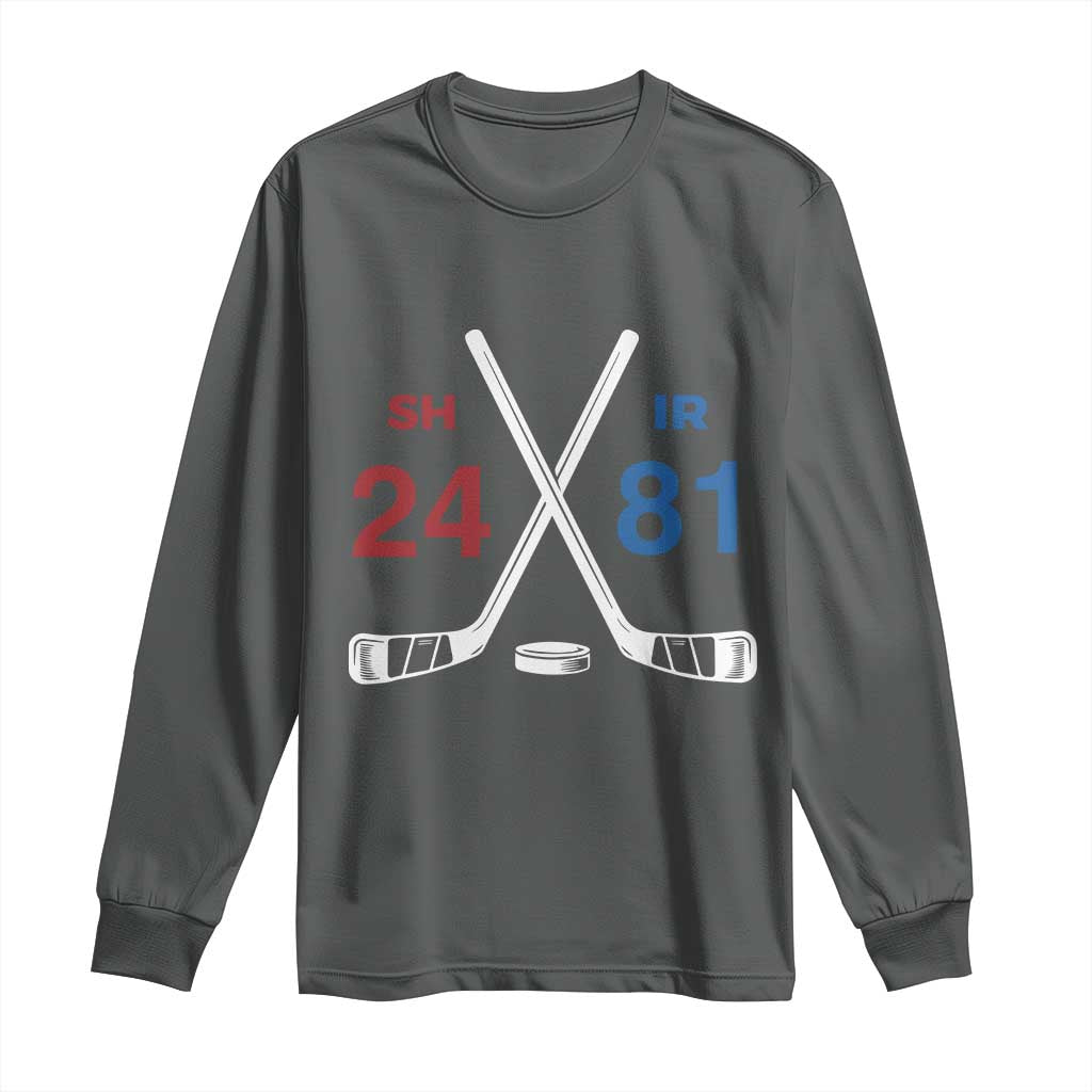 Funny Romance Hockey Long Sleeve Shirt 24 81 Numbers Sport Ice Hockey Team TS11 Dark Heather Print Your Wear
