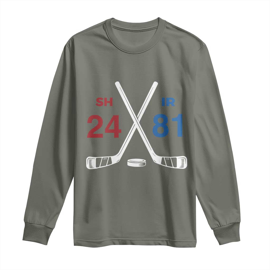 Funny Romance Hockey Long Sleeve Shirt 24 81 Numbers Sport Ice Hockey Team TS11 Military Green Print Your Wear