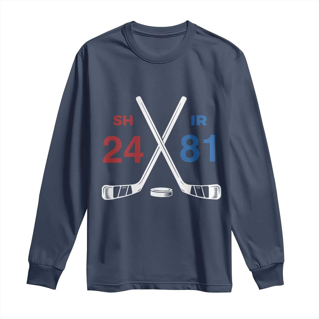 Funny Romance Hockey Long Sleeve Shirt 24 81 Numbers Sport Ice Hockey Team TS11 Navy Print Your Wear