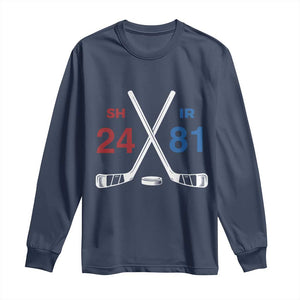 Funny Romance Hockey Long Sleeve Shirt 24 81 Numbers Sport Ice Hockey Team TS11 Navy Print Your Wear
